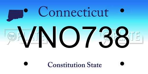 VNO738 Connecticut License Plate
