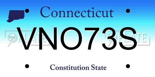 VNO73S Connecticut License Plate