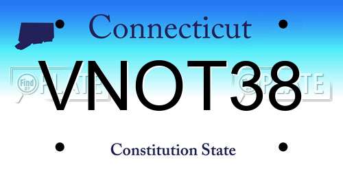 VNOT38 Connecticut License Plate