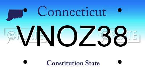 VNOZ38 Connecticut License Plate