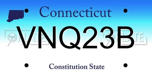 VNQ23B Connecticut License Plate