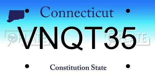 VNQT35 Connecticut License Plate