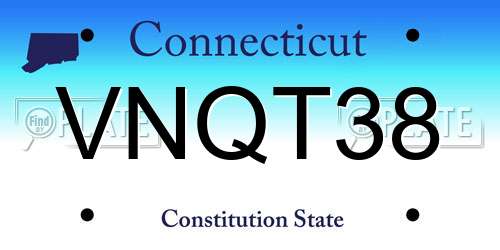 VNQT38 Connecticut License Plate