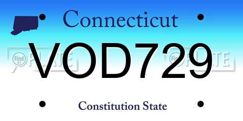 VOD729 Connecticut License Plate