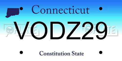 VODZ29 Connecticut License Plate