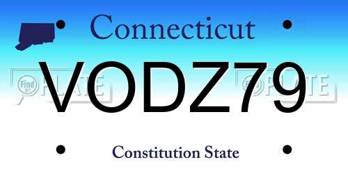 VODZ79 Connecticut License Plate