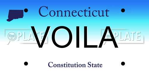VOILA Connecticut License Plate
