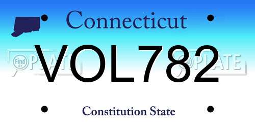 VOL782 Connecticut License Plate