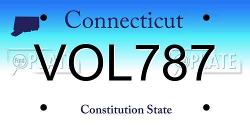 VOL787 Connecticut License Plate