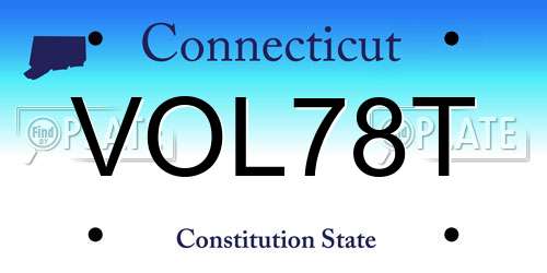 VOL78T Connecticut License Plate