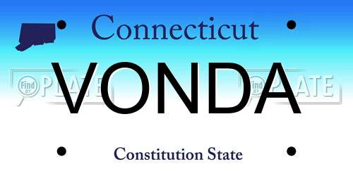 VONDA Connecticut License Plate