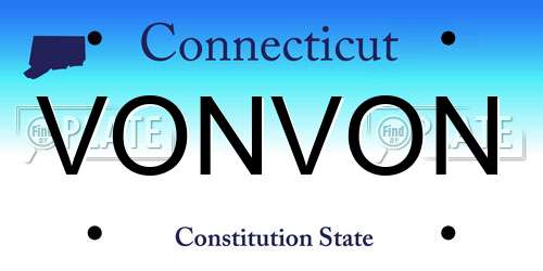 VONVON Connecticut License Plate