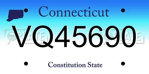VQ45690 Connecticut License Plate