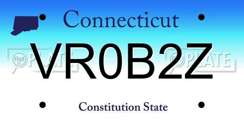 VR0B2Z Connecticut License Plate