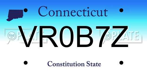 VR0B7Z Connecticut License Plate