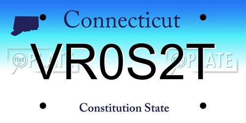 VR0S2T Connecticut License Plate