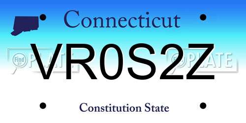 VR0S2Z Connecticut License Plate