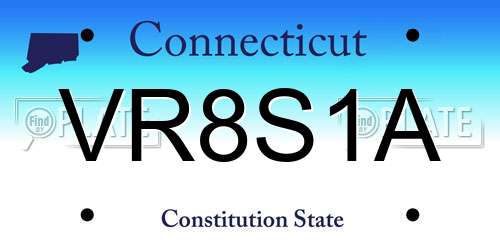VR8S1A Connecticut License Plate