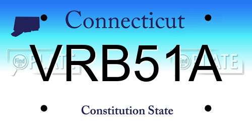VRB51A Connecticut License Plate