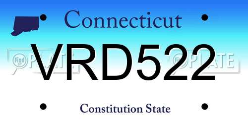 VRD522 Connecticut License Plate