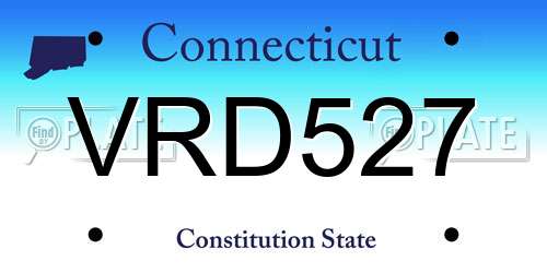 VRD527 Connecticut License Plate
