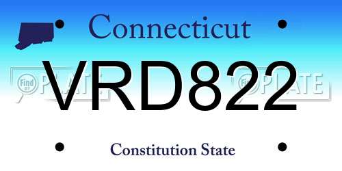 VRD822 Connecticut License Plate
