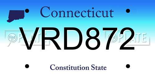 VRD872 Connecticut License Plate