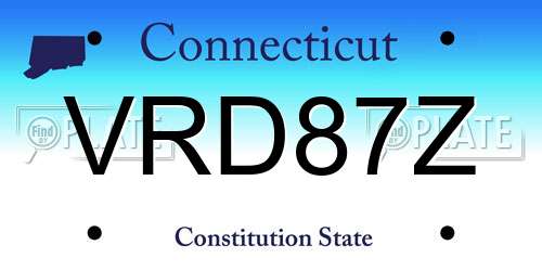 VRD87Z Connecticut License Plate