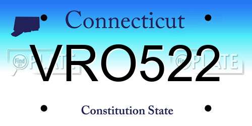 VRO522 Connecticut License Plate