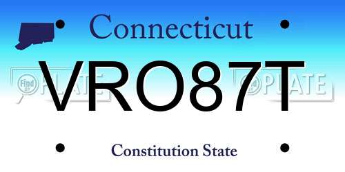 VRO87T Connecticut License Plate
