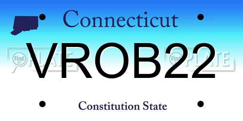 VROB22 Connecticut License Plate
