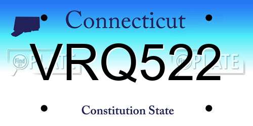 VRQ522 Connecticut License Plate