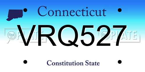 VRQ527 Connecticut License Plate