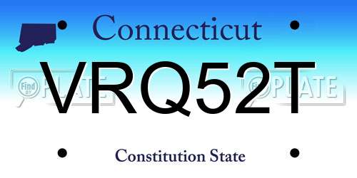 VRQ52T Connecticut License Plate