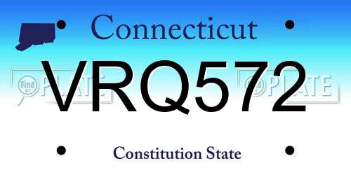 VRQ572 Connecticut License Plate