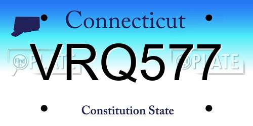 VRQ577 Connecticut License Plate