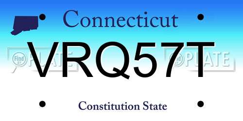 VRQ57T Connecticut License Plate