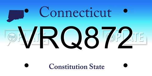 VRQ872 Connecticut License Plate