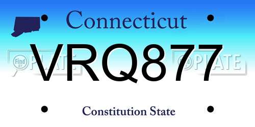 VRQ877 Connecticut License Plate
