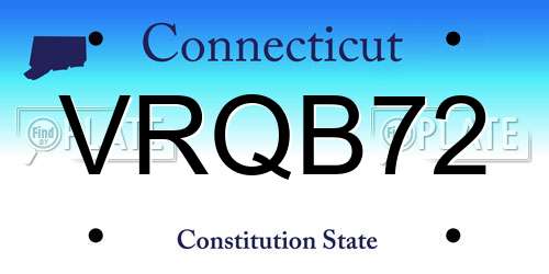 VRQB72 Connecticut License Plate