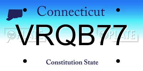 VRQB77 Connecticut License Plate