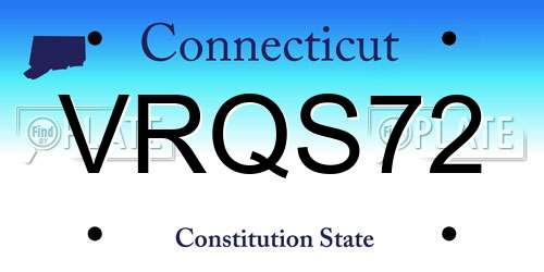 VRQS72 Connecticut License Plate