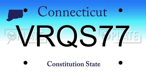 VRQS77 Connecticut License Plate