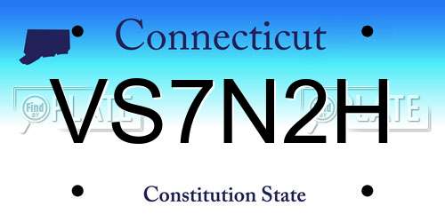 VS7N2H Connecticut License Plate