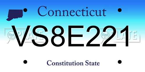 VS8E221 Connecticut License Plate