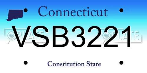 VSB3221 Connecticut License Plate