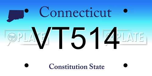 VT514 Connecticut License Plate