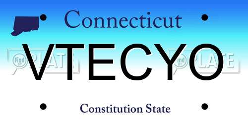 VTECYO Connecticut License Plate