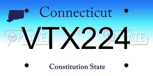 VTX224 Connecticut License Plate