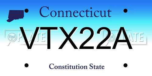 VTX22A Connecticut License Plate